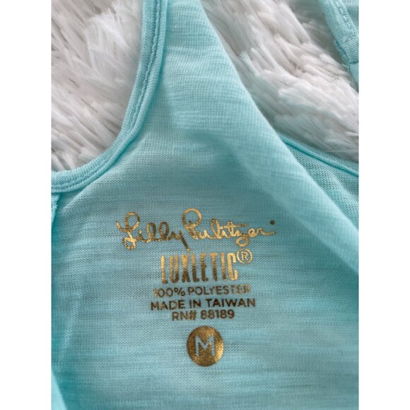 LILLY PULITIZER Luxletic Aqua Sleeveless Racerback Tank Top With Keyhole Design - Picture 7 of 8